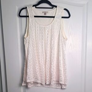 White Lace Tank Top Trapeze Roz and Ali